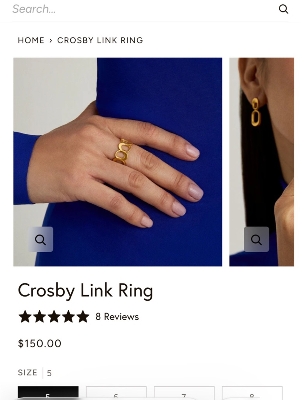 Dean Davidson Crosby Gold Link Ring - Bold Chunky Chain Style - Picture 5 of 5
